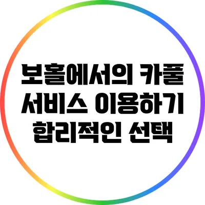 보홀에서의 카풀 서비스 이용하기: 합리적인 선택