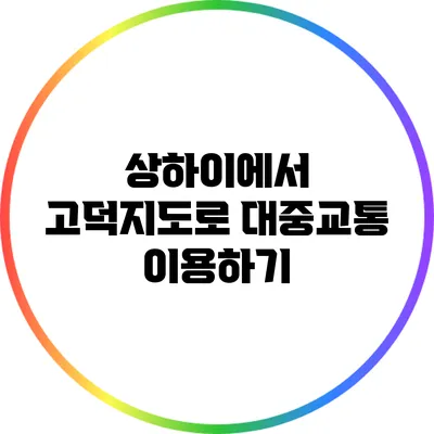 상하이에서 고덕지도로 대중교통 이용하기