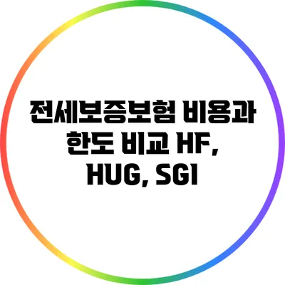 전세보증보험 비용과 한도 비교: HF, HUG, SGI