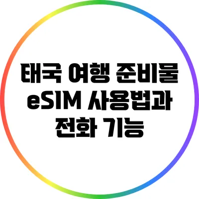 태국 여행 준비물: eSIM 사용법과 전화 기능