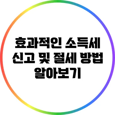 효과적인 소득세 신고 및 절세 방법 알아보기