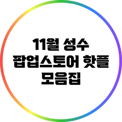 11월 성수 팝업스토어 핫플 모음집