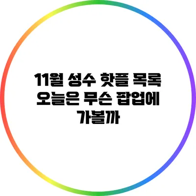 11월 성수 핫플 목록: 오늘은 무슨 팝업에 가볼까?