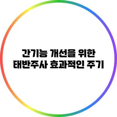 간기능 개선을 위한 태반주사: 효과적인 주기