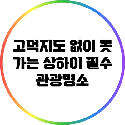 고덕지도 없이 못 가는 상하이 필수 관광명소