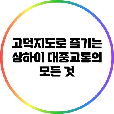 고덕지도로 즐기는 상하이 대중교통의 모든 것