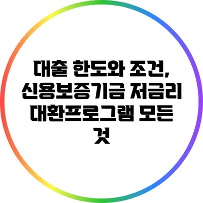 대출 한도와 조건, 신용보증기금 저금리 대환프로그램 모든 것