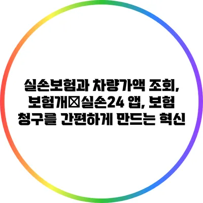 실손보험과 차량가액 조회, 보험개�실손24 앱, 보험 청구를 간편하게 만드는 혁신