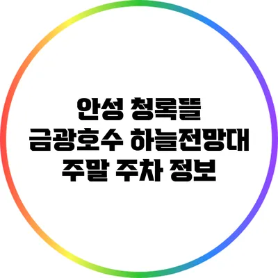 안성 청록뜰 금광호수 하늘전망대 주말 주차 정보