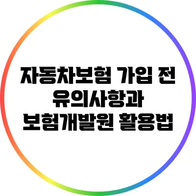 자동차보험 가입 전 유의사항과 보험개발원 활용법