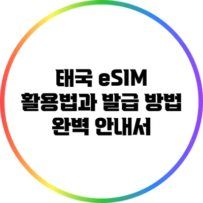 태국 eSIM 활용법과 발급 방법: 완벽 안내서