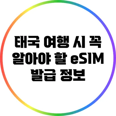 태국 여행 시 꼭 알아야 할 eSIM 발급 정보