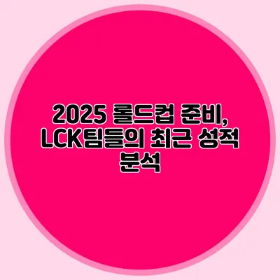 2025 롤드컵 준비, LCK팀들의 최근 성적 분석