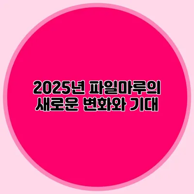 2025년 파일마루의 새로운 변화와 기대