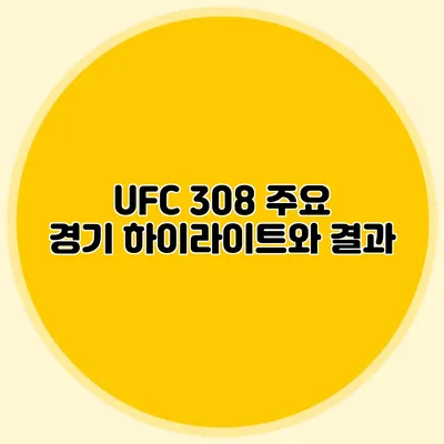 UFC 308 주요 경기 하이라이트와 결과