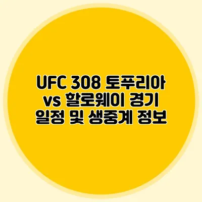 UFC 308 토푸리아 vs 할로웨이 경기 일정 및 생중계 정보