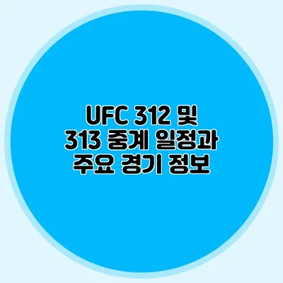 UFC 312 및 313 중계 일정과 주요 경기 정보
