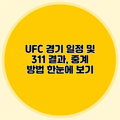 UFC 경기 일정 및 311 결과, 중계 방법 한눈에 보기