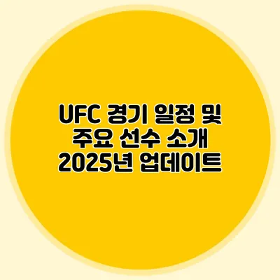 UFC 경기 일정 및 주요 선수 소개 2025년 업데이트