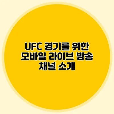 UFC 경기를 위한 모바일 라이브 방송 채널 소개