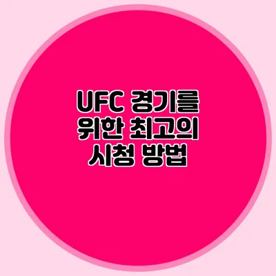 UFC 경기를 위한 최고의 시청 방법