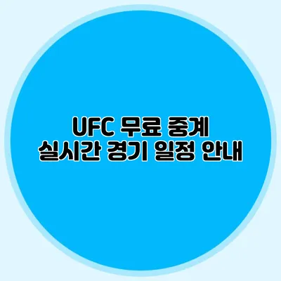 UFC 무료 중계 실시간 경기 일정 안내