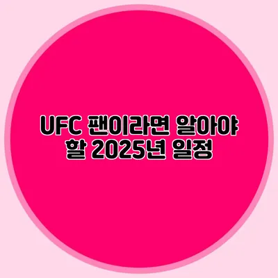 UFC 팬이라면 알아야 할 2025년 일정