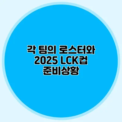 각 팀의 로스터와 2025 LCK컵 준비상황