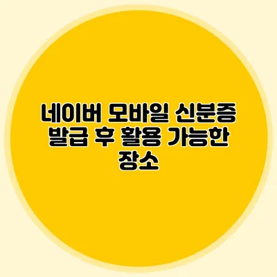 네이버 모바일 신분증 발급 후 활용 가능한 장소