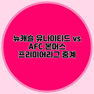 뉴캐슬 유나이티드 vs AFC 본머스 프리미어리그 중계