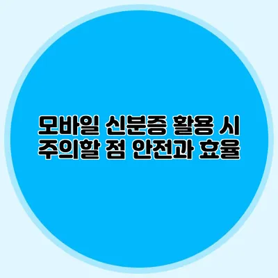 모바일 신분증 활용 시 주의할 점 안전과 효율