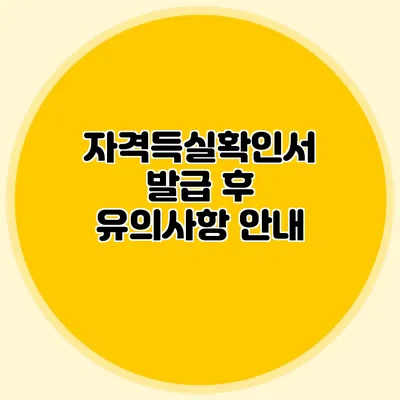 자격득실확인서 발급 후 유의사항 안내