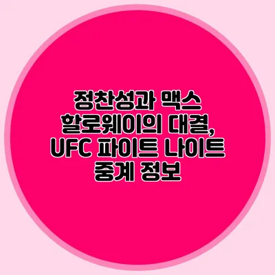 정찬성과 맥스 할로웨이의 대결, UFC 파이트 나이트 중계 정보