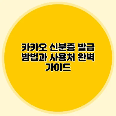 카카오 신분증 발급 방법과 사용처 완벽 가이드