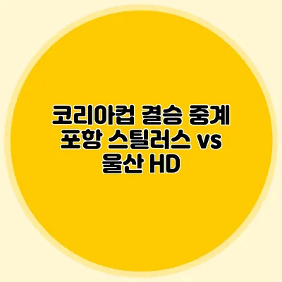 코리아컵 결승 중계 포항 스틸러스 vs 울산 HD