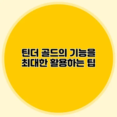 틴더 골드의 기능을 최대한 활용하는 팁