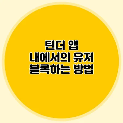 틴더 앱 내에서의 유저 블록하는 방법