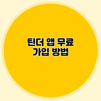 틴더 앱 무료 가입 방법
