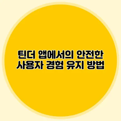 틴더 앱에서의 안전한 사용자 경험 유지 방법