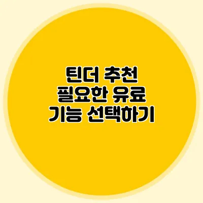 틴더 추천 필요한 유료 기능 선택하기