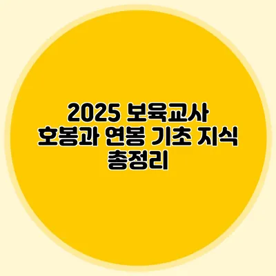 2025 보육교사 호봉과 연봉 기초 지식 총정리