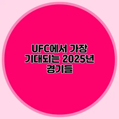 UFC에서 가장 기대되는 2025년 경기들