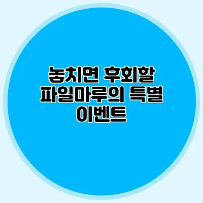 놓치면 후회할 파일마루의 특별 이벤트