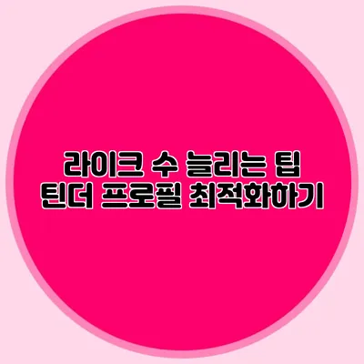 라이크 수 늘리는 팁 틴더 프로필 최적화하기