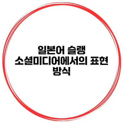 일본어 슬랭 소셜미디어에서의 표현 방식