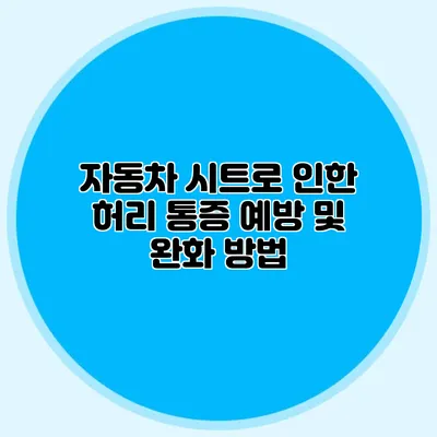자동차 시트로 인한 허리 통증 예방 및 완화 방법