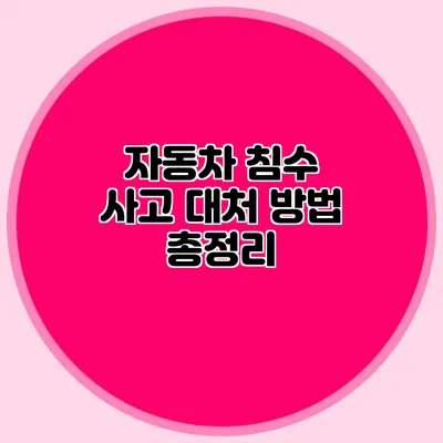 자동차 침수 사고 대처 방법 총정리