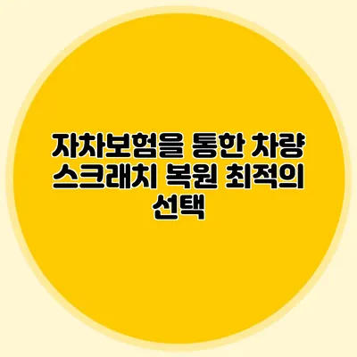 자차보험을 통한 차량 스크래치 복원 최적의 선택