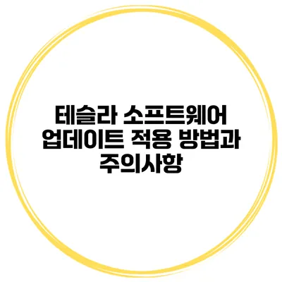 테슬라 소프트웨어 업데이트 적용 방법과 주의사항